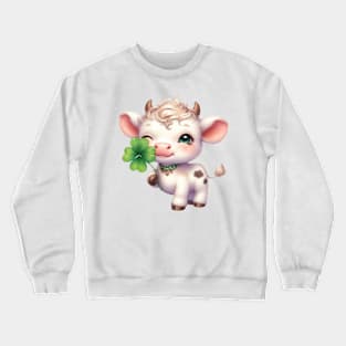 Clover Cow St Patricks Day Crewneck Sweatshirt